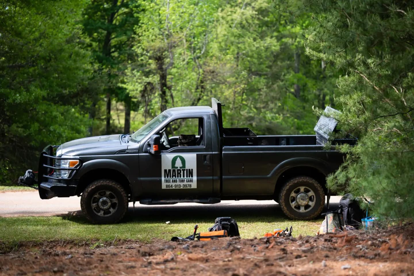 Martin Tree and Turf Care branded truck at the Greer SC base of operations, ready to take your call