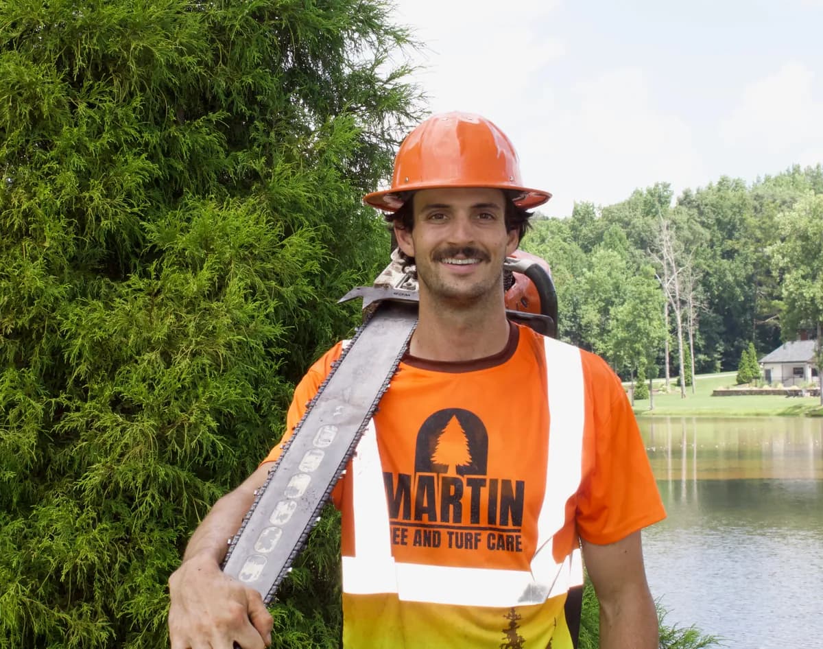 Jared Earp, site lead at Martin Tree and Turf Care, on a job in Upstate SC
